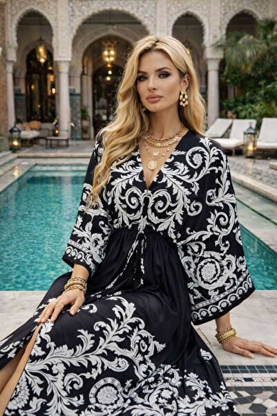 ANBLYs COLLECTION Patterned Kimono Half-Sleeved Dress Imported Jessika Fabric...