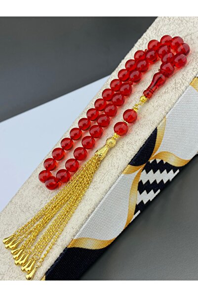 Tesbih Store 12mm Large Size Sphere Cut Block Dice Amber Heavy Plated with Ta...