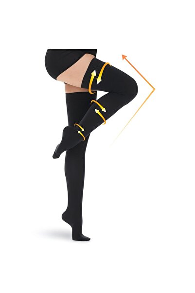 OEM Unisex medical compression stockings, long with closed toe and silicone b...