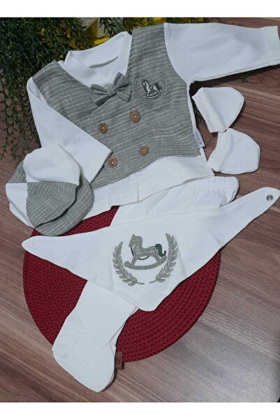 Leylababybutik 5'Li Sallanan At Nakışlı Erkek Bebek Hastane Çıkışı / Erkek Be...