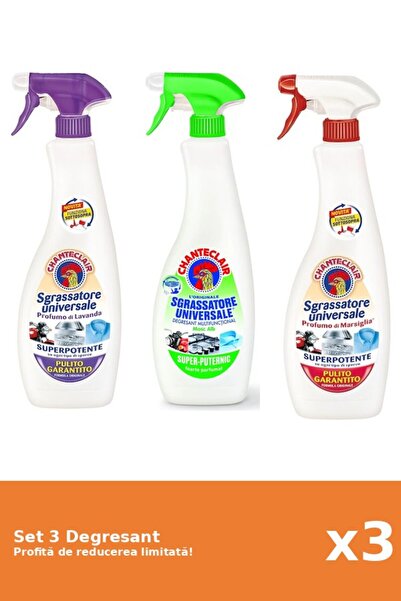 Chanteclair Set of 3 Chanteclair Degreaser: 1xWhite Musk, 1xLemon, 1xMarseille
