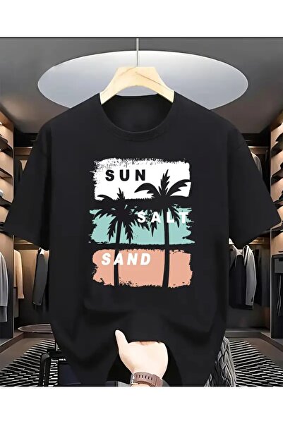 ORVIO Group Tricou, de vară, de plajă, cu palmieri, cu imprimeu , casual, tur...