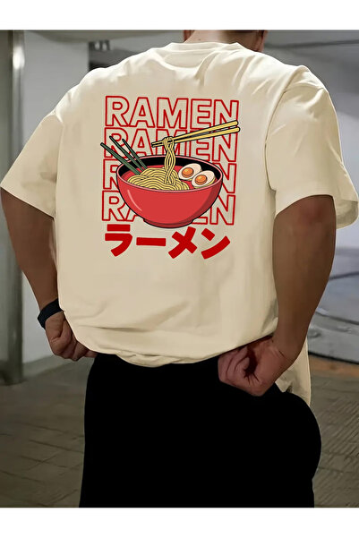 Sweet Cotton Ramen Printed Oversize Cotton Crew Neck T-Shirt