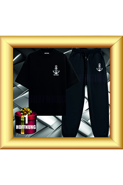 HOFFNUNG Unisex Casual Short Sleeve Set with Happy Print Outdoor Spring/Summe...