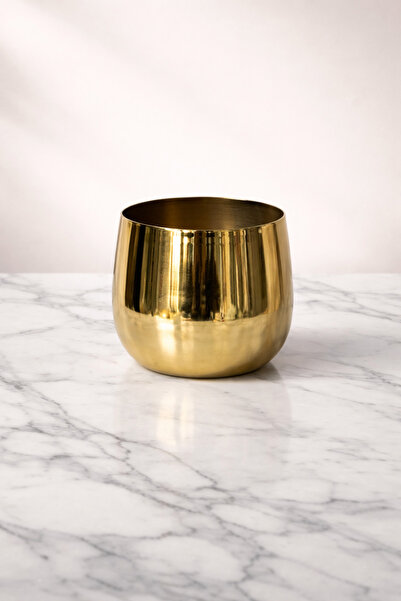 DEMİRSTORE Dekoratif Premium Parlak Gold Saksı