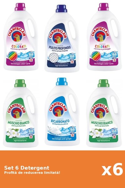 Chanteclair Set 6 Detergent Chanteclair: 2xColor, 1xClasic, 2xMosc Alb, 1xBic...