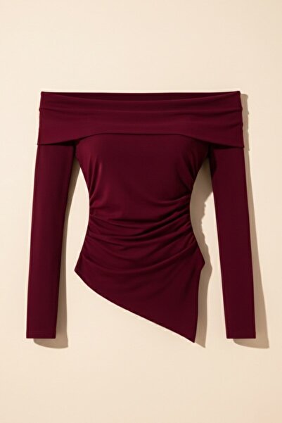 Potenza Bluză de damă cu tăietură asimetrică, guler Carmen, cu umerii goi, mu...