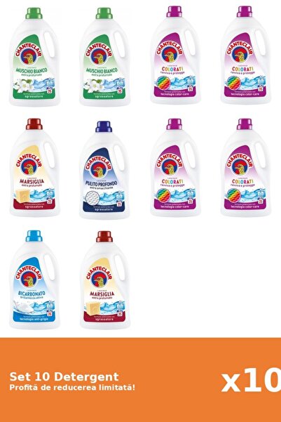 Chanteclair Set 10 Detergent Chanteclair: 2xMosc Alb, 4xColor, 2xMarsilia, 1x...