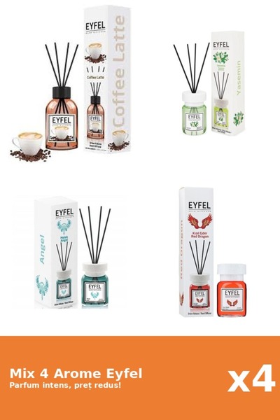 Eyfel Set 4 Mix Eyfel: 1x Angel, 1x Cafea, 1x Iasomie, 1x Red Dragon