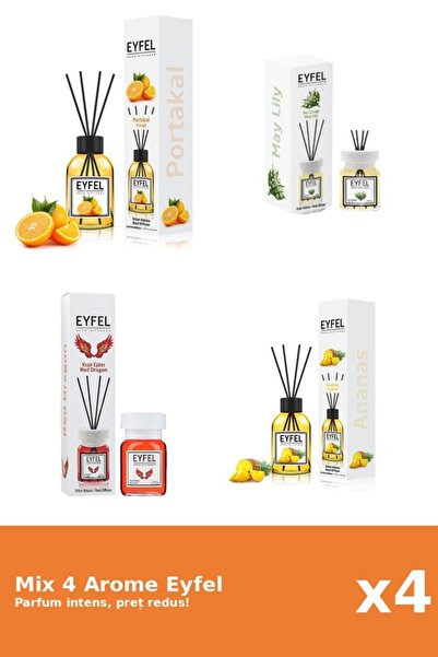 Eyfel Set 4 Mix Eyfel: 1x Ananas, 1x Lacramioare, 1x Portocala, 1x Red Dragon