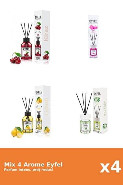 Eyfel Set 4 Mix Eyfel: 1x Bubble Gum, 1x Cirese, 1x Iasomie, 1x Lamaie