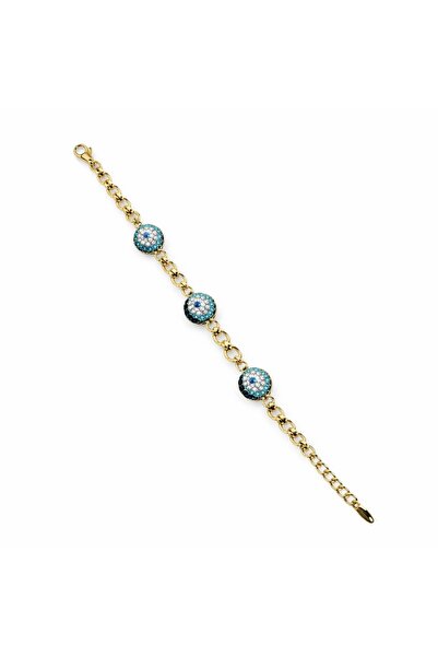 GLOW ACCESSORIES BAE سوار من الفولاذ المقاوم للصدأ مزين بخرزة النازار