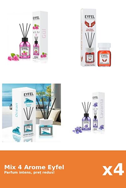 Eyfel Set 4 Mix Eyfel: 1x Lavanda, 1x Ocean, 1x Red Dragon, 1x Trandafir