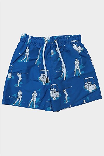 OBJE Boy's White Golf Patterned Swim Shorts