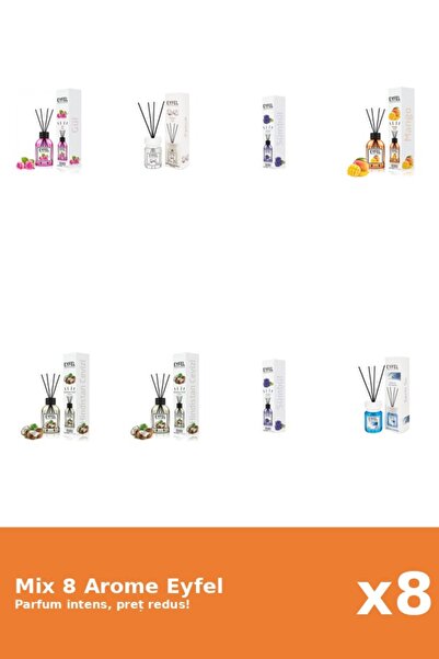 Eyfel Set 8 Mix Eyfel: 1x Bumbac, 1x Cool Water, 1x Mango, 2x Nuca De Cocos, ...