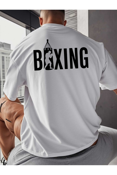 Sweet Cotton Boxing Printed Oversize Cotton Crew Neck T-Shirt