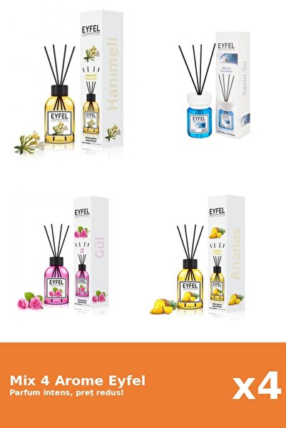 Eyfel Set 4 Mix Eyfel: 1x Ananas, 1x Cool Water, 1x Mana Maicii Domnului, 1x ...