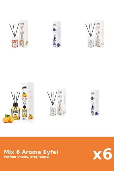 Eyfel Set 6 Mix Eyfel: 1x Acacia, 2x Bumbac, 1x Portocala, 2x Zambile