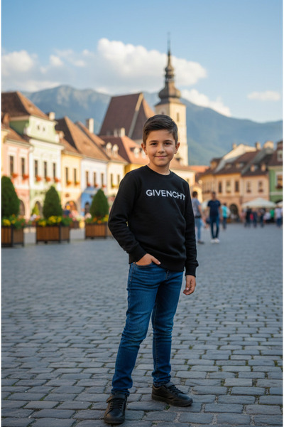 YusGos سويت شيرت قطني مطبوع بغطاء رأس للجنسين (3-15 سنة)