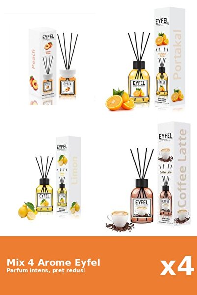 Eyfel Set 4 Mix Eyfel: 1x Cafea, 1x Lamaie, 1x Piersica, 1x Portocala
