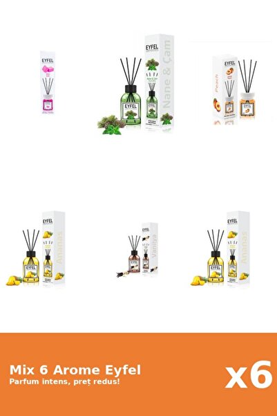 Eyfel Set 6 Mix Eyfel: 2x Ananas, 1x Bubble Gum, 1x Piersica, 1x Pin Si Menta...