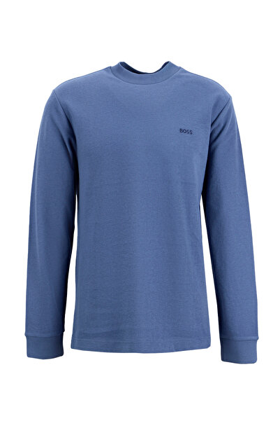 BOSS Bisiklet Yaka Desenli Mavi Erkek T-Shirt Te_explorer