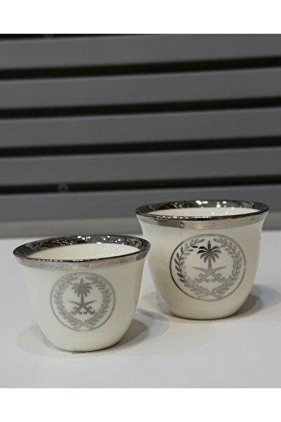 HUTUL AL JAZIRA Medium Silver-plated Coffee Cup Set featuring Two Swords and ...