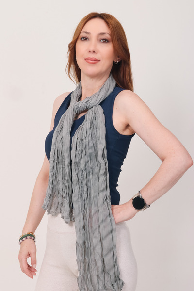 Mystic Shawl Lüks %100 Pamuk Gri Bürümcük Şal (65x175 cm)