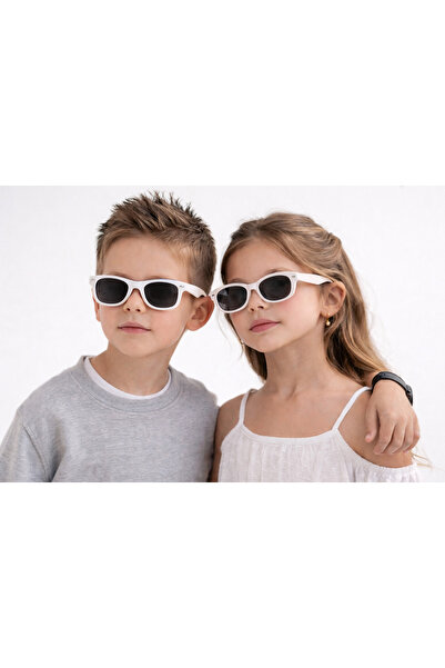 KOKOŞ BEBEK Ochelari de soare albi dreptunghiulari pentru copii unisex cu fil...