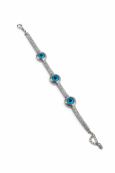 GLOW ACCESSORIES BAE سوار من الفولاذ المقاوم للصدأ مزين بخرز على شكل عين الشر