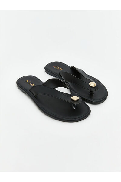 LC Waikiki Ozmarka New Season Leather Look Women's Flip Flops