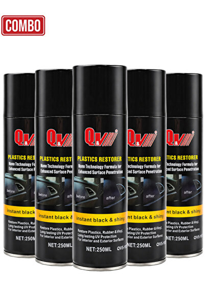 Qv مجموعة من 5 قطع QV5-112 بخاخ ترميم البلاستيك 250 مل، حماية من الأشعة فوق ا...