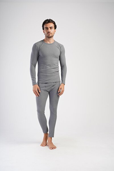 OBJE Men's Gray Comfort Thermal Long Bottoms