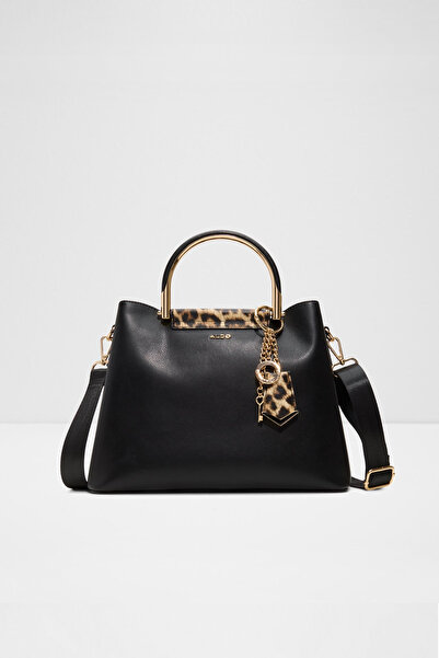 Aldo CLOENA - Kadın Suni Deri Siyah Üstten Fermuarlı Kapama Orta Boy Çanta