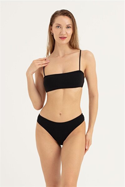 OBJE Women's Black String Strap Bikini Set