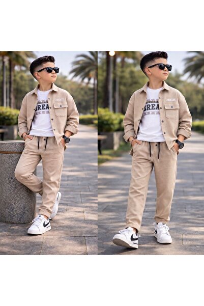 KOKOŞ BEBEK Σετ πουκάμισου με στάμπα CREATE για αγόρια, 3 τεμάχια - Ηλικίες 9...