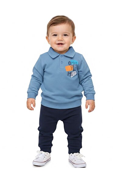 Ege Bebek طقم أطفال أولادي موسمي بياقة مطبوعة، مناسب للأعمار من 6-9-12-18-24 ...