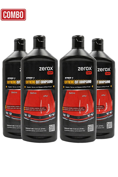 Zerox Combo 4pcs Extreme Cut Compound Step 1 Paint Correction 473ml Silicone ...