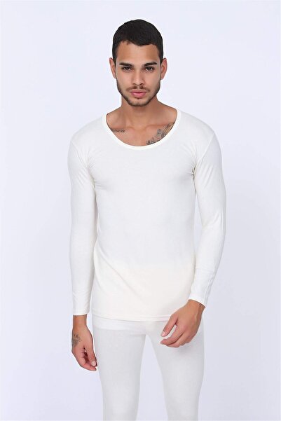 OBJE Ecru Soft Thermal 0 Collar Long Sleeve Undershirt