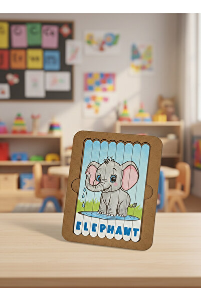 HedgeHobi Boyanabilir Ahşap Puzzle Fil Modeli – Aktivite ve Zeka Oyuncağı (Bo...