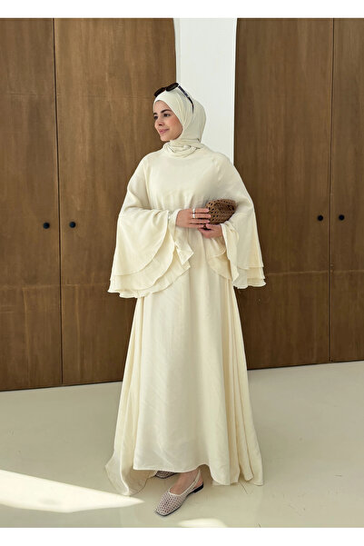 MODA AKSA 5024 GENİŞ KOL ELBİSE Vanilya