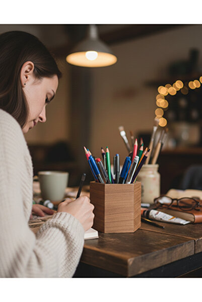 MONTETOYS Εξαγωνική Ξύλινη θήκη για στυλό Διακοσμητική οργάνωση γραφείου Δώρο...