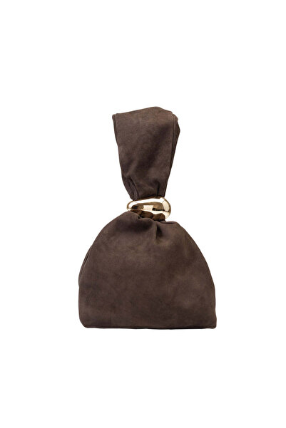 TORO NERO Women's bag made of suede leather, dark brown Eliza