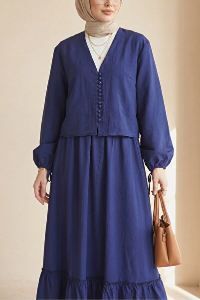 HİJABAYA Σετ βισκόζης με λαιμόκοψη V, μανίκια με κορδόνια και φούστα με κουμπιά