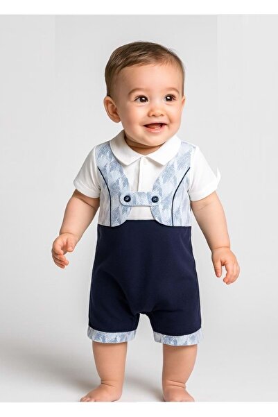Jolly Joy Baby Boy Jumpsuit with Bibs and Vest Blue