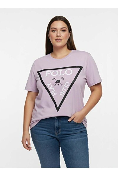 poloplay تيشيرت نسائي برسومات - أرجواني فاتح