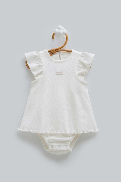 Caramell Hello Girl Ruffled Detailed Romper Ecru