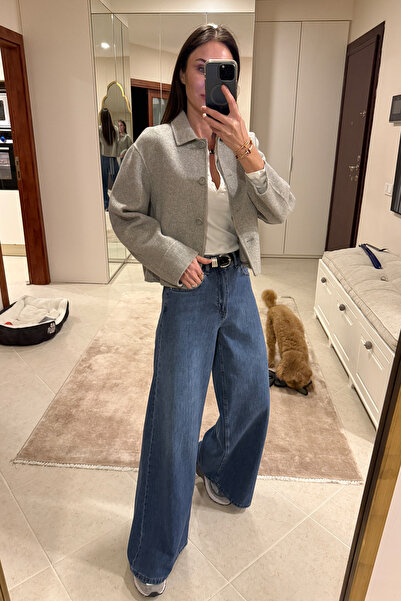 5in1Canpolat Blue High Waist Wide Leg Jeans 01021