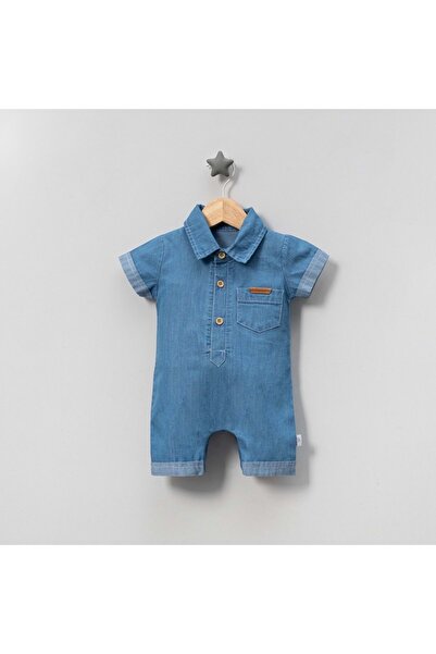 Jolly Joy Pocket Detail Baby Boy Short Denim Overall Blue