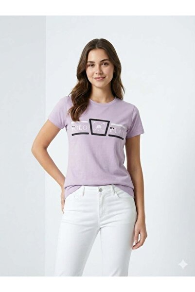 poloplay تيشيرت نسائي برسومات - أرجواني فاتح